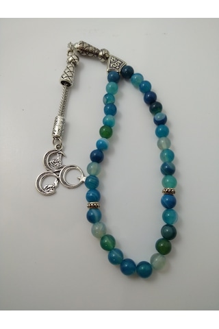 Mavi Akik Taşı Tespih / Doğaltaş Tespih 6 Mm