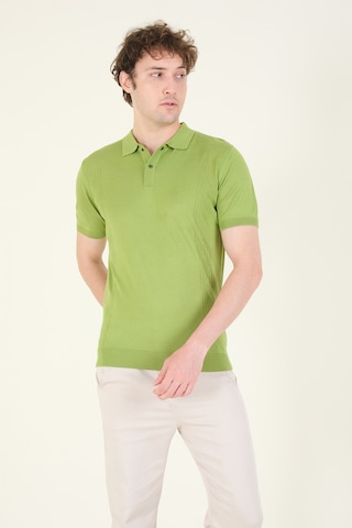 Giyim Dünyası Erkek Yanları Desenli Polo Yaka Merserize T-shirt Yeşil 001