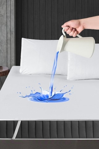 Alez Pamuklu Dört Köşe Lastik Yatak Koruyucu 100 200 Cm Beyaz