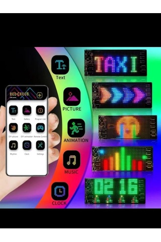 Wearfitpro 19x133cm Matrix Esnek Led Ekran Şeytan Gözler Yazı Telefon Kontrollü Araba Kamyon Dükkan Tabela