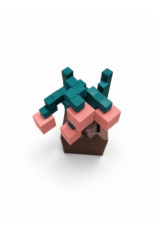 Piksel İnci Çiçeği Biblo - 3d Baskı, Minecraft Esintili Pembe
