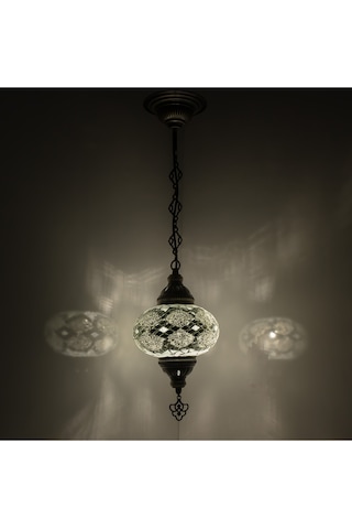 Dekoratif Mozaik Tekli Avize El Yapımı Osmanlı Lambası Renkli