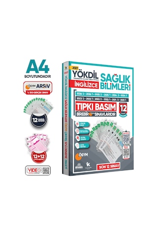 2027 YÖKDİL İngilizce SAĞLIK BİLİMLERİ ÖSYM Çıkmış Soru Tıpkı Basım Paket Deneme 12li Türkiye Geneli