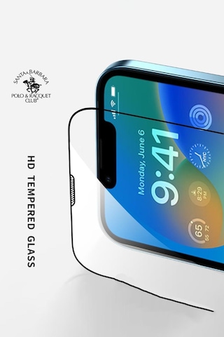 Cosmotex Santa Barbara Polo Racquet Club Apple iPhone Uyumlu 14 Plus 3d Premium Cam Ekran Koruyucu - Siyah