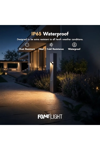 FoneLight Luzerra 75 cm LED Bahçe Aydınlatma Direği Antrasit Alüminyum IP65 Bollard Peyzaj Yürüyüş Yolu Lambası 9W 4000K