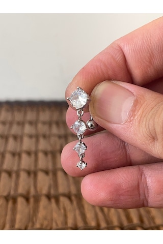 316 L Cerrahi Çelik Ters Modeli Özel Tasarım Göbek Piercingi Gümüş