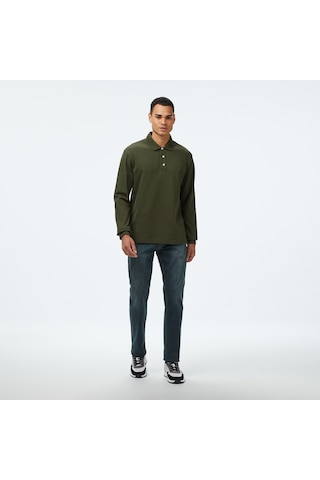 Nautica Erkek Yeşil Classic Fit Uzun Kollu Polo Yaka T-shirt Düz K57042t Yeşil