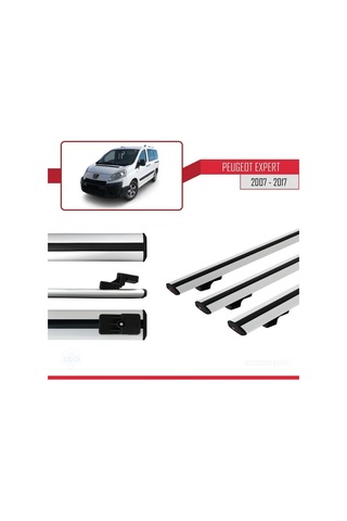 Peugeot Expert 2007-2017 Arası İle Uyumlu Basic Model Ara Atkı Tavan Barı Gri 3 Adet