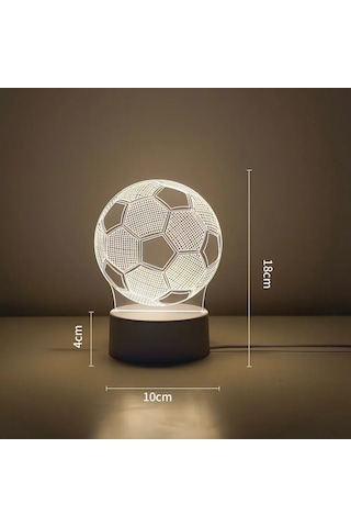 Konesam 3d Futbol Desenli Led Gece Lambası - Dokunmatik Kontrol, 3 Renk Seçeneği, Usb Şarjlı, Çocuk Odası Dekorasyonu
