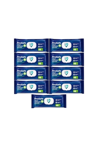 Prosafe Hasta Vücut Temizleme Islak Mendil Havlu 48 Yaprak Xl 9 Lu Set Plastik Kapak 9'lu Set
