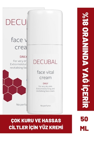 Decubal Face Vital Kuru Ciltler İçin Nemlendirici ve Canlandırıcı Yüz Kremi 50 ML