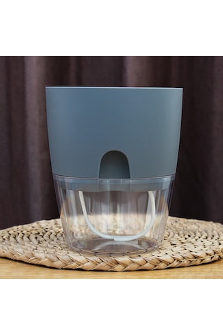 Şeffaf Plastik Çift Katmanlı Su Depolama Otomatik Su Emici Saksı, Boyut: A707 Kalibre 15.3cm Gri Şeffaf Havza