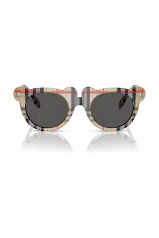 Burberry Junior Ojb4355 377887 43 Çocuk Yuvarlak Bej Ekose Desenli Kemik Güneş Gözlüğü