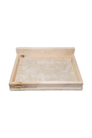 Barış Dizayn Duvara Monte Doğal Ahşap Kedi Yatağı Peluş kaplamalı