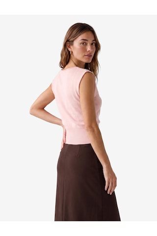 Koton Kayık Yaka Korse Detaylı Kolsuz Triko Kazak Pembe 7wak90487ht Gülkurusu