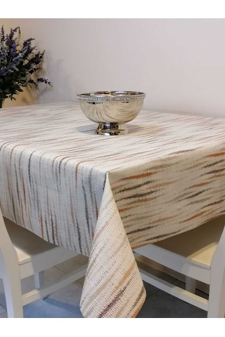 Elyaflı Pvc Muşamba - Desenli Silinebilir Masa Örtüsü 02mrl210b Kahve