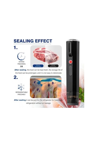 Novahub Taşınabilir Vakum Makinesi - 1200mah Pil, Usb Şarj, Kolay Saklama Siyah - Hızlı Vakumlama, Tek Tıkla Çalışır, Usb Şarjlı Siyah