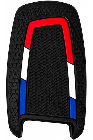 Autohan Keys Bmw Uyumlu Anahtar Kılıfı, 1 3 5 7 Serisi X1 X3 X4 X5 F10 F15 F16 F20 F30 F18 F25 M3 M4 Modelleri İçin Petek Desenli Kılıf, Kırmızı Beyaz Mavi Çizgili