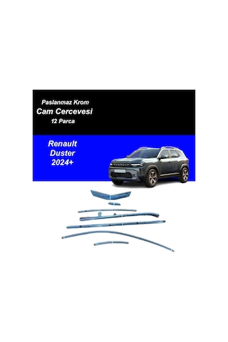 Renault Duster Cam Çıtası Komple Set Çerçevesi Kromu Nikelajı 2024 Sonrası