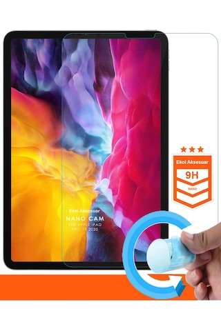 Apple Uyumlu iPad Pro 4.Nesil 12.9 2020 A2229-A2069-A2232 Nano Kırılmaz Cam