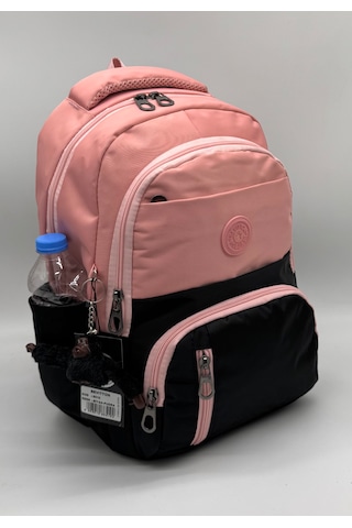Suya Dayanıklı Pudra-siyah İlk Okul Çantası 3'lü Seti Unisex Çocuk Sırt İlkokul Çantası 8010 Pembe