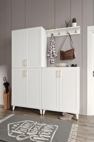 Panjurlu Metal Kulp Prt6190 Portmanto Vestiyer Beyaz Gold