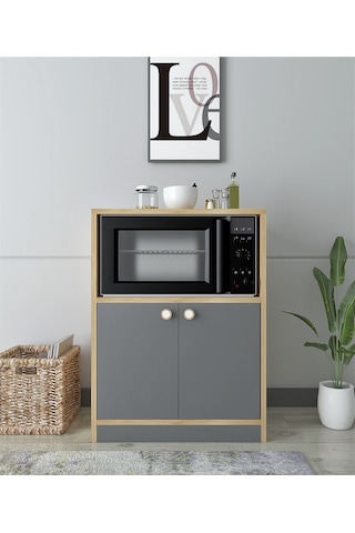 Floradesign Wen80 Çok Amaçlı Dolap /fırın Dolabı /mutfak Organizeri Meşe+antrasit