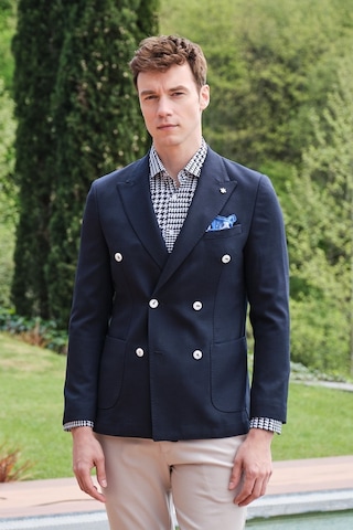 Morven Erkek Lacivert Senon Yünlü Kruvaze Slim Fit Ceket Lacivert