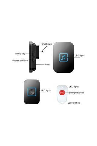 Cacazı C86 Kablosuz Sos Çağrı Cihazı Kapı Zili Yaşlı Adam Çocuk Acil Durum Alarmı Uzaktan Çağrı Zili Ab Tak Beyaz