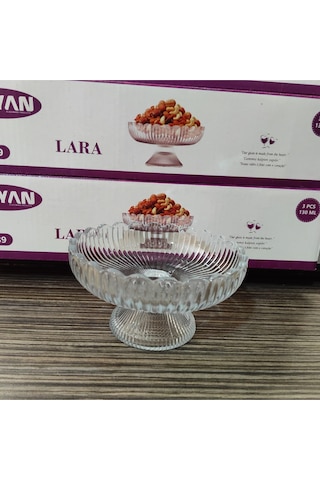 Rayan Lara 3 Lü Çerez Sunum Sabit Ayaklı Set 130 Cc Hacim 11 Cm Ağız Genişliği 6 Cm Boy. 6 Cm Ayak T