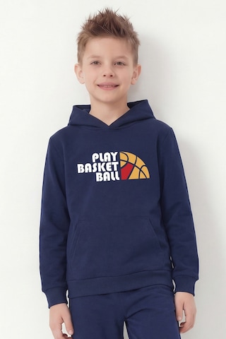 Panios Kids 3'lü Kanguru Cepli Kapüşon Detaylı Baskılı Erkek Çocuk 3 Parça Sweatshirt Antrasit - Lacivert - Siyah