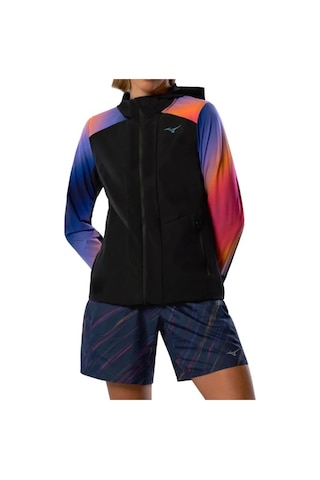 Mizuno Active Alpha Kadın Kapüşonlu Yağmurluk Siyah / Çok Renkli Çok Renkli