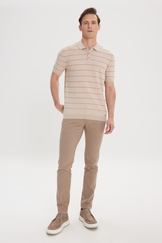 AC&Co / Altınyıldız Classics Erkek Vızon-turuncu Standart Fit Normal Kesim %100 Pamuk Çizgili Polo Yaka Triko Tişört Vızon-turuncu Vizon