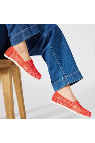 Espadril / Keten Kadın 10021935 Toms Alpargata Moroccan Crochet Flame Flame Mercan
