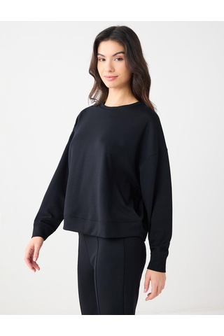 Jimmy Key Jimmy Key Siyah Rahat Kesim Bisiklet Yaka Modal Örme Sweatshirt 6sw235403900