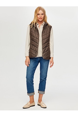 Yanları Lastik Kapitone Detaylı Kapüşonlu Kapitone Yelek S25kyl006 Us25kyl00616 Koyu Haki