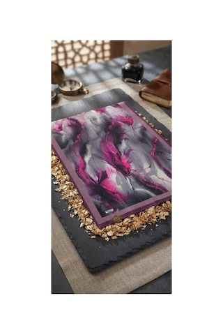 Flora Tekstil Desenli Bambu Kraş Şal -fuşya Pembe - Fuşya
