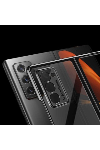 Samsung Uyumlu Galaxy Z Fold 2 Kılıf Zore Kıpta Kapak Rose Gold