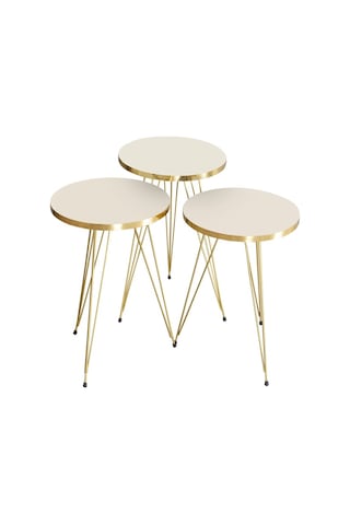 Goldfalez Zigon Sehpa Gold Krem Tel