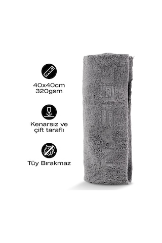 Nasiol Wipe&Buff Mikrofiber Seramik Kaplama Detailing Bezi 10lu K.Gri Temizlik Bezi 35x40 CM 320gsm