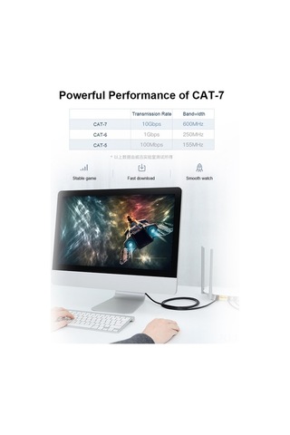 Flybuy Yapı, Mufunye Metre Korumalı, Kablosu Hızlı Ethernet Düz Çift Cat7 3 10gbps - Zi