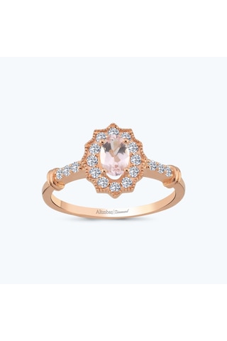 Altınbaş Pırlanta Morganite Taşlı Oval Yüzük Pnf001pmrg-14k
