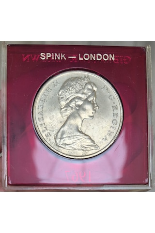 Gibraltar 1 Crown 1967 Cebelitarık. Kutusunda 38,6 Mm 28,47 Gr. Çilaltı+