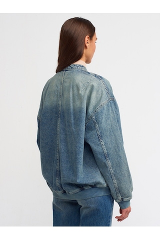 Dilvin Kar Yıkama Uzun Bomber Mont Tint Mavi
