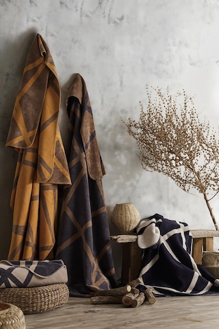 İyi Geceler İstanbul Modernist Çift Kişilik Pamuklu Battaniye Lacivert