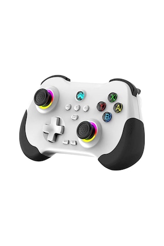 Z01 Pc/ps4/ps3/Apple Uyumlu iOS /switch/android Telefon Tv Tablet Titreşimli Rgb Bluetooth Joystick Gamepad Beyaz