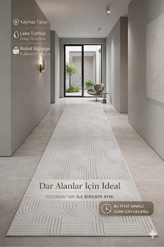 Özel Ölçü Salon Halısı Kaymaz Taban Leke Tutmaz 6017 Gri Yıkanabilir Modern Stil Gri - 864352427 Gri