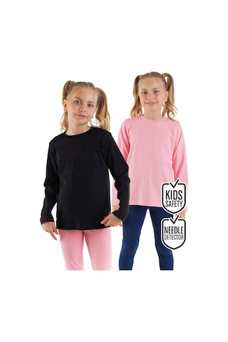 Denokids Siyah Ve Kırmızı Kız C Ocuk 2'li Paket T-shirt Renkli