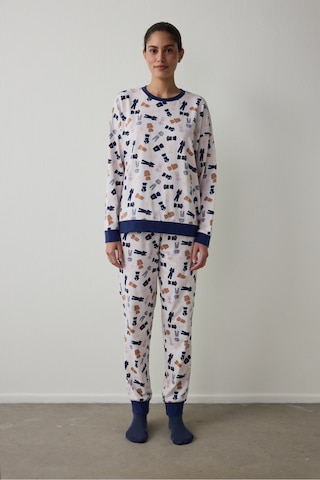 Penti Açık Pembe Pijama Time Bisiklet Yaka Pamuklu Uzun Kollu Pijama Takımı