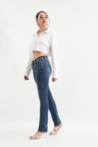 Kadın Likralı Slim Jean Pantolon Mavi 001